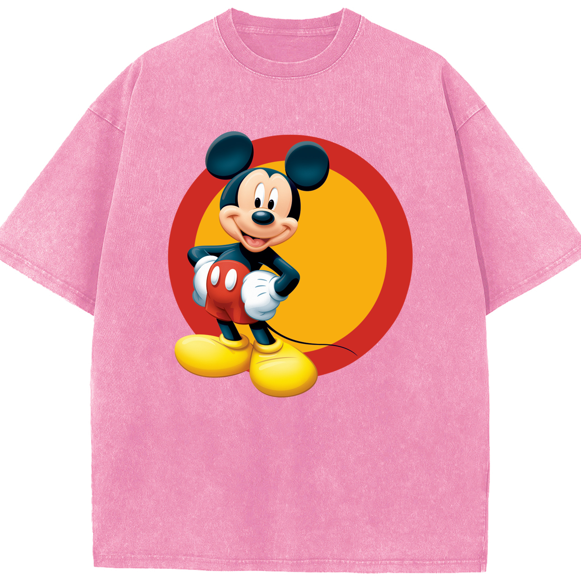（画像用） ミッキーマウス Mickey Mouse 綿100% ヴィンテージ風 半袖Tシャツ（フロントプリント）